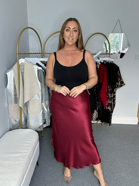 Satin Skirt - Burgundy